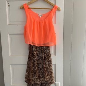Honey & Rosie Orange and Cheetah Dress